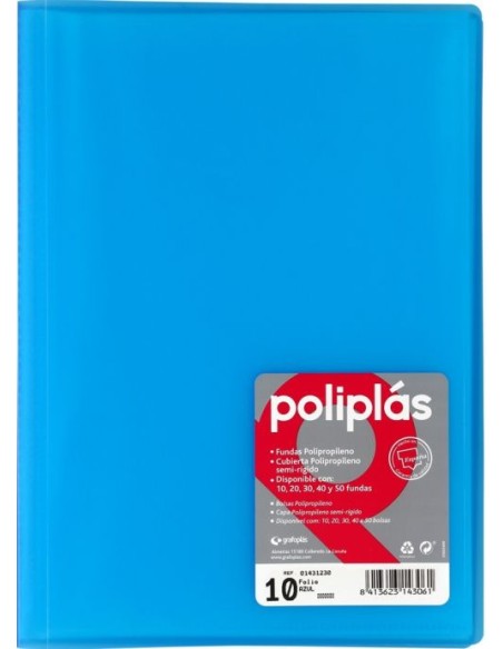 CARPETA Fº 30 FUNDAS SOLDADAS TRANSLUCIDAS AZUL